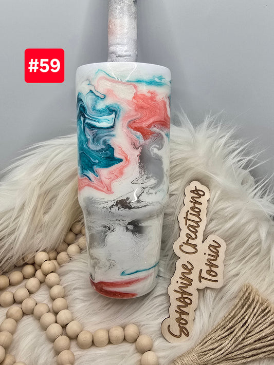 LIVE SALE 5/042025 - #59- 30oz Clip mate: Teal, coral elegance