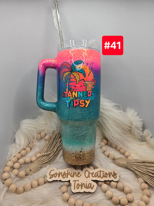 #41 Live Sale 3/15/2026 - 40oz Handle- Sunset ombre- Tanned and Tipsy