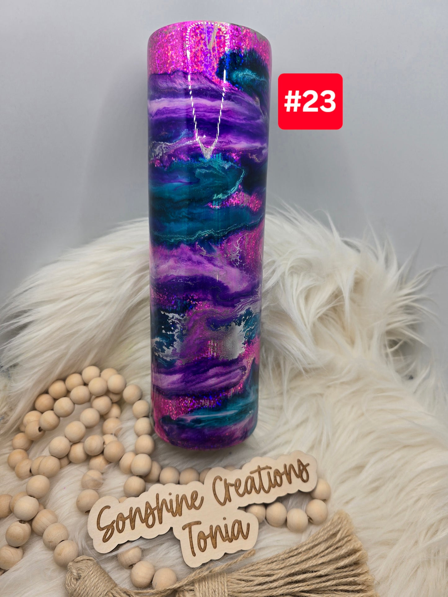 #23- Live Sale 07/13/2025 -  35oz Duo- Fuchsia Foil ink swirl Butterfly