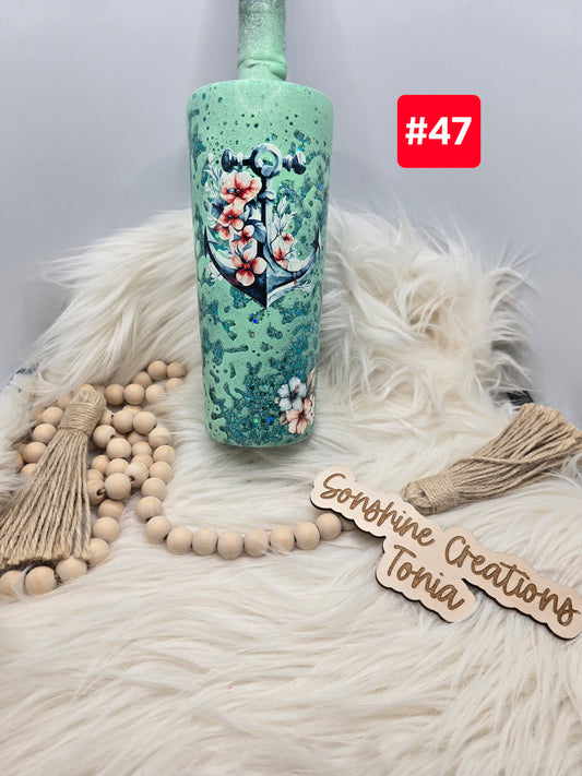 #47- Live Sale 09/14/2025 - 24 oz. Dual Flip: Mint/Teal Power wash with Anchor