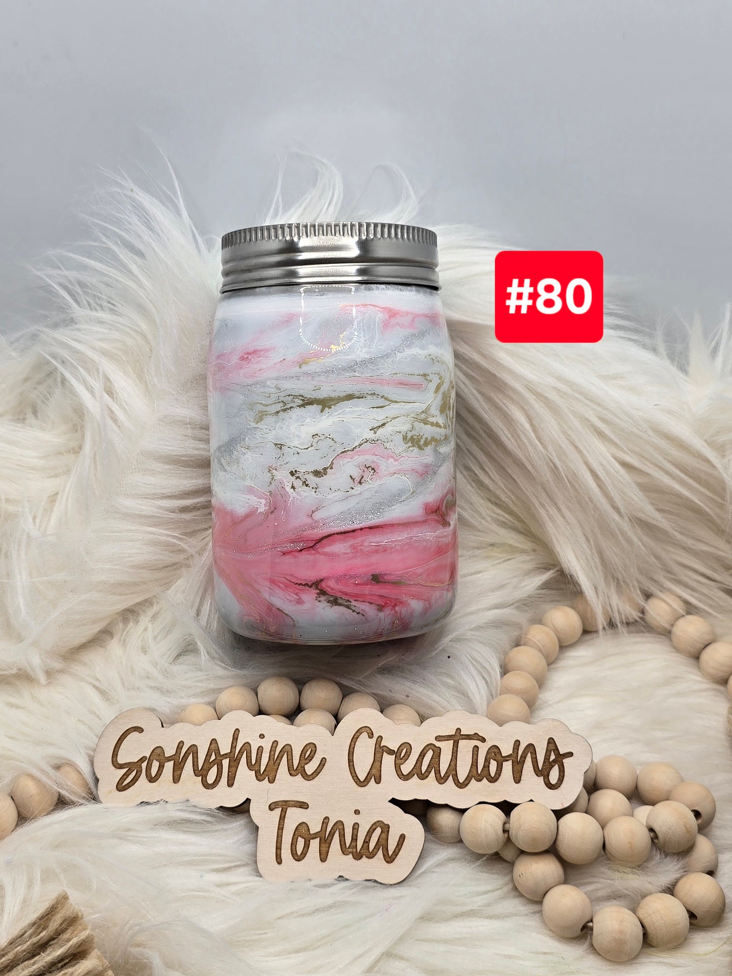 #80 Live Sale 2/01/2026 - 12oz Stainless mason jar- Pink elegance Giraffe
