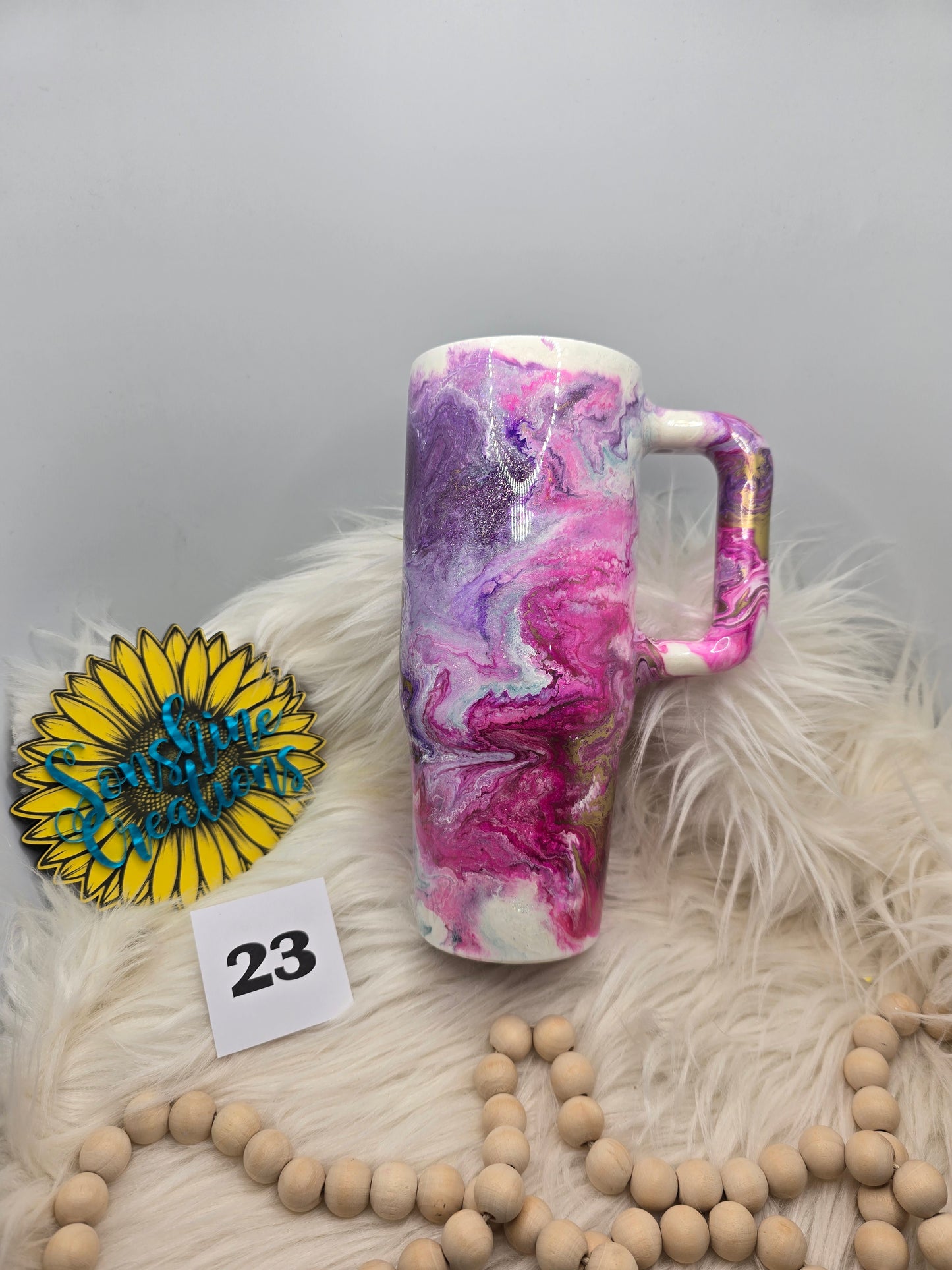 #23 - 30oz Big Swig - Pink/Purple/Teal Marble with Butterfly Make Yourself a Priority quote
