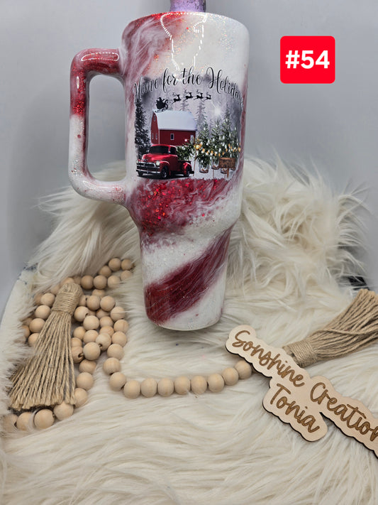 #54- Live Sale 09/14/2025 - 40 oz. Handle: Candy Cane Christmas Truck