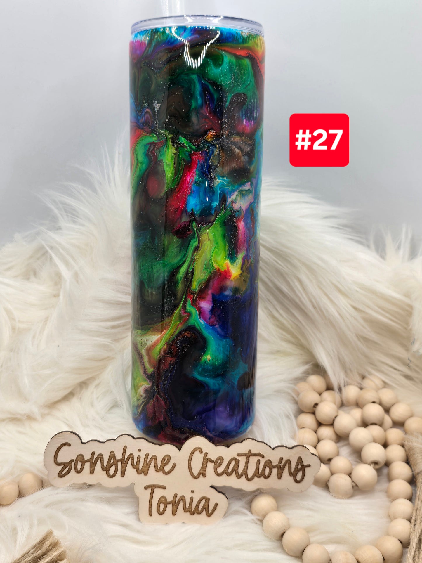 #27 Live Sale 2/01/2026 - 30oz Skinny- Rainbow ink swirl on foil base- Absolutely Feral