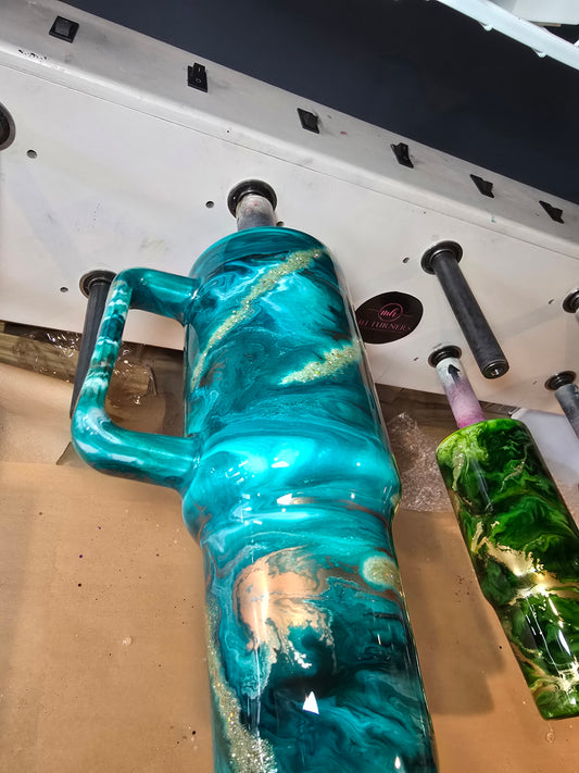 9/18/25 Tonia's Live Creations - 400z Handle Teal Copper Ink Swirl