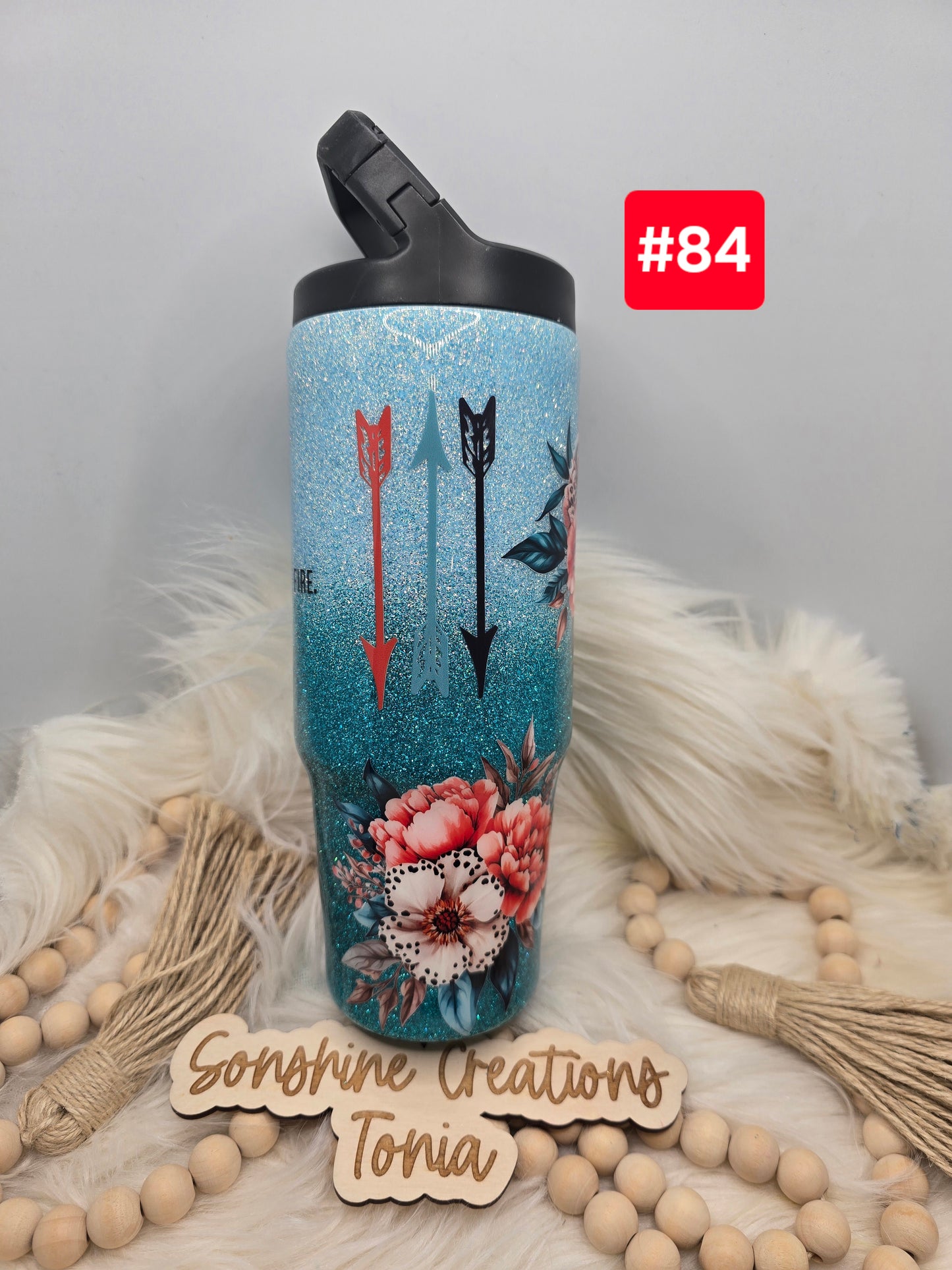 #84 Live Sale 3/15/2026 -30oz Clipmate- Teal ombre- She is... Flowers