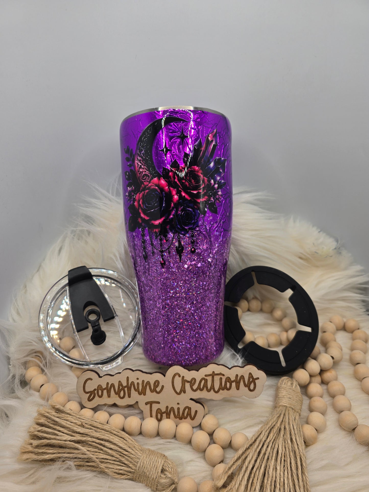 30oz Cup caddy- Purple moon" Find yourself and be that"