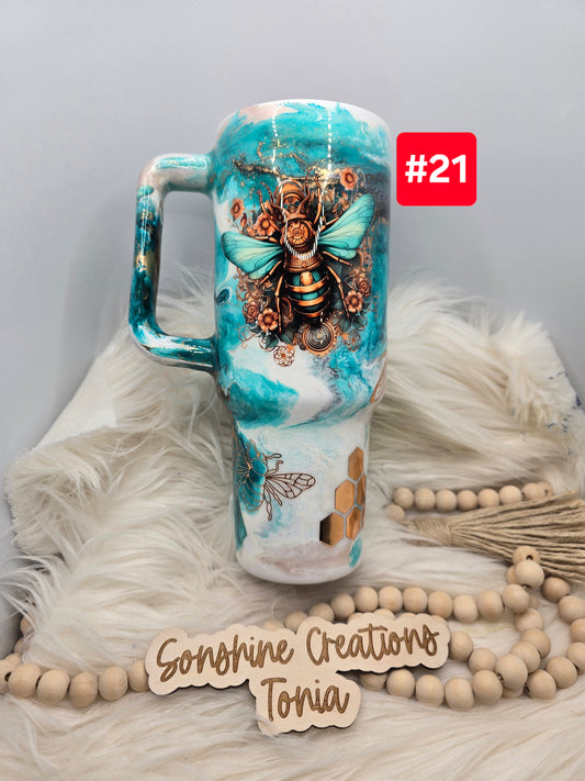 #21 Live Sale 5/03/2026 - 40oz Handle- Teal copper marble- Bee