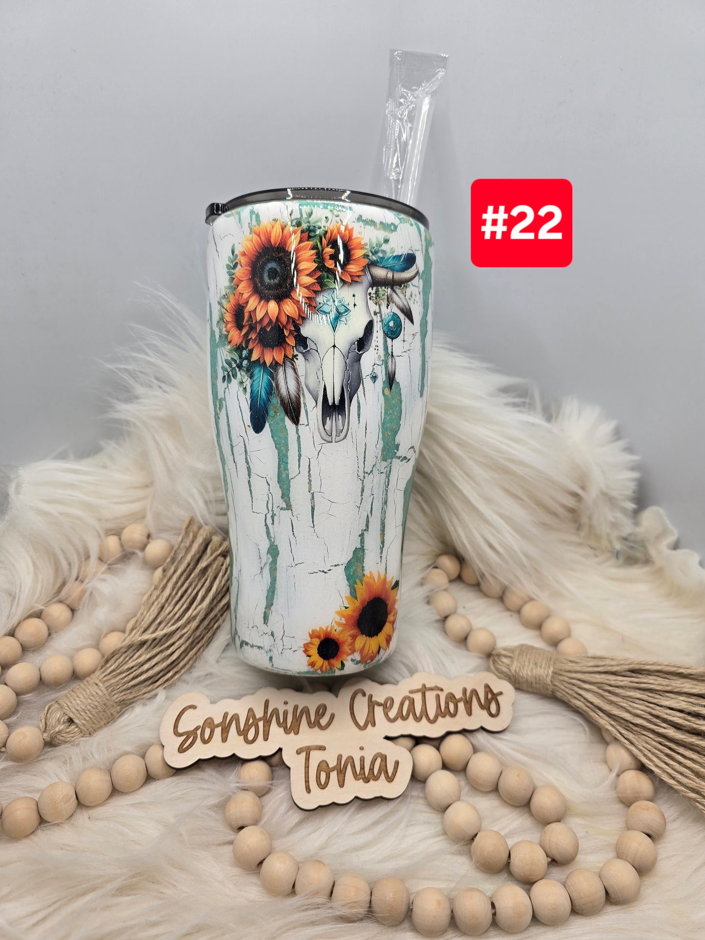 #22  Live Sale 3/15/2026 - 30oz Curve- Crackle Cow skull