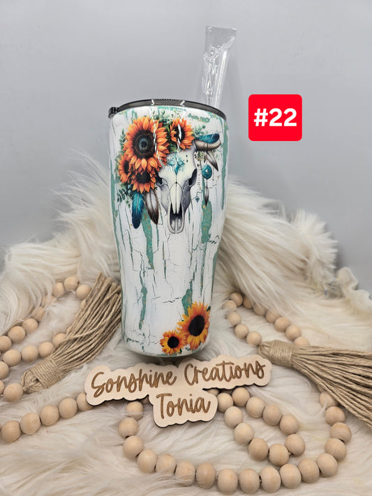 #22  Live Sale 3/15/2026 - 30oz Curve- Crackle Cow skull