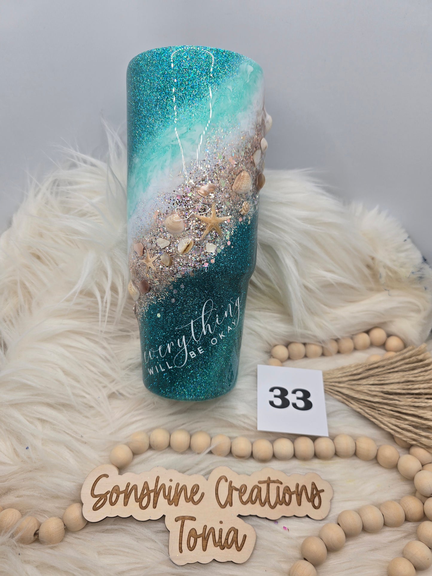 #33Live Sale 5/31/2026 - 30oz Clipmate- Seashells milkyway- "Everything will be ok"