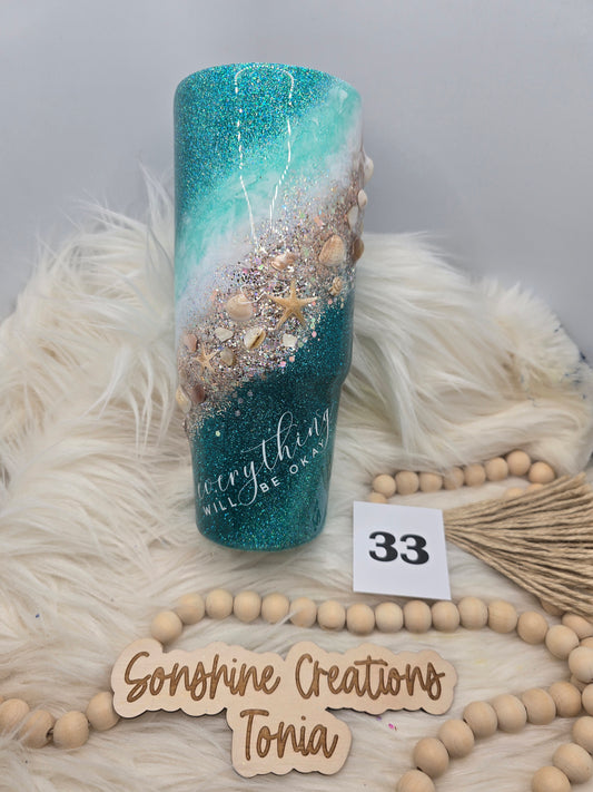 #33Live Sale 5/31/2026 - 30oz Clipmate- Seashells milkyway- "Everything will be ok"