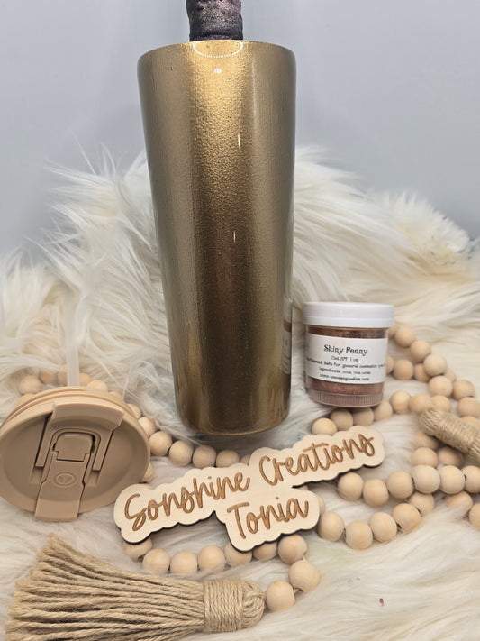 Live Hydrodipping base 6/30/26  7pm cst live- 24oz Dual Flip w/tan lid- WG: Shiny Penny