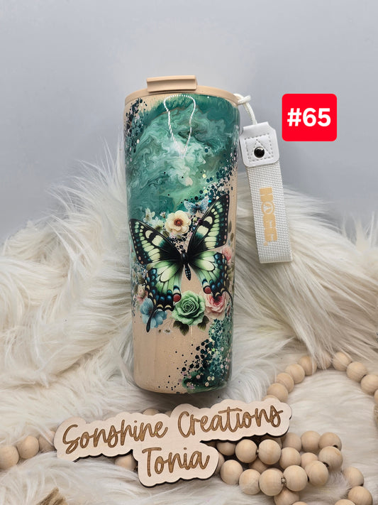#65 Live Sale 2/01/2026 - 24oz Dual Flip- Green ink swirl- Green Butterfly