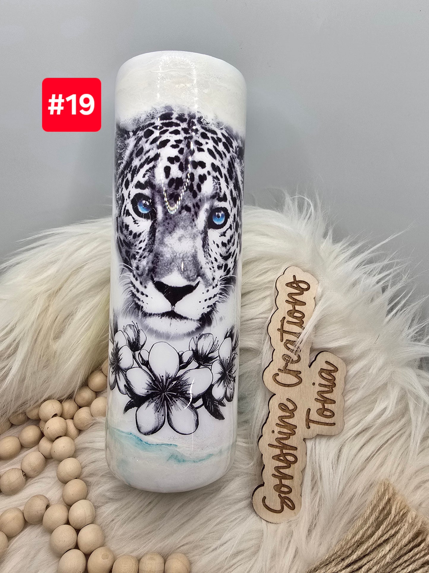 LIVE SALE 5/042025 - #19- 30oz Skinny: Blue eyed leopard blue elegance