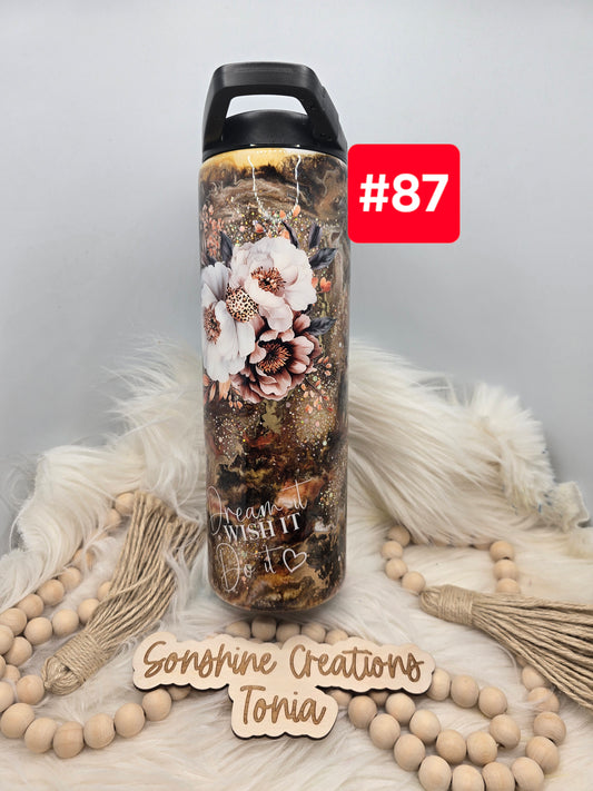 #87 Live Sale 3/15/2026 - 30oz Duo- Copper browns waymaker- Flowers " Dream it, wish it, do it"