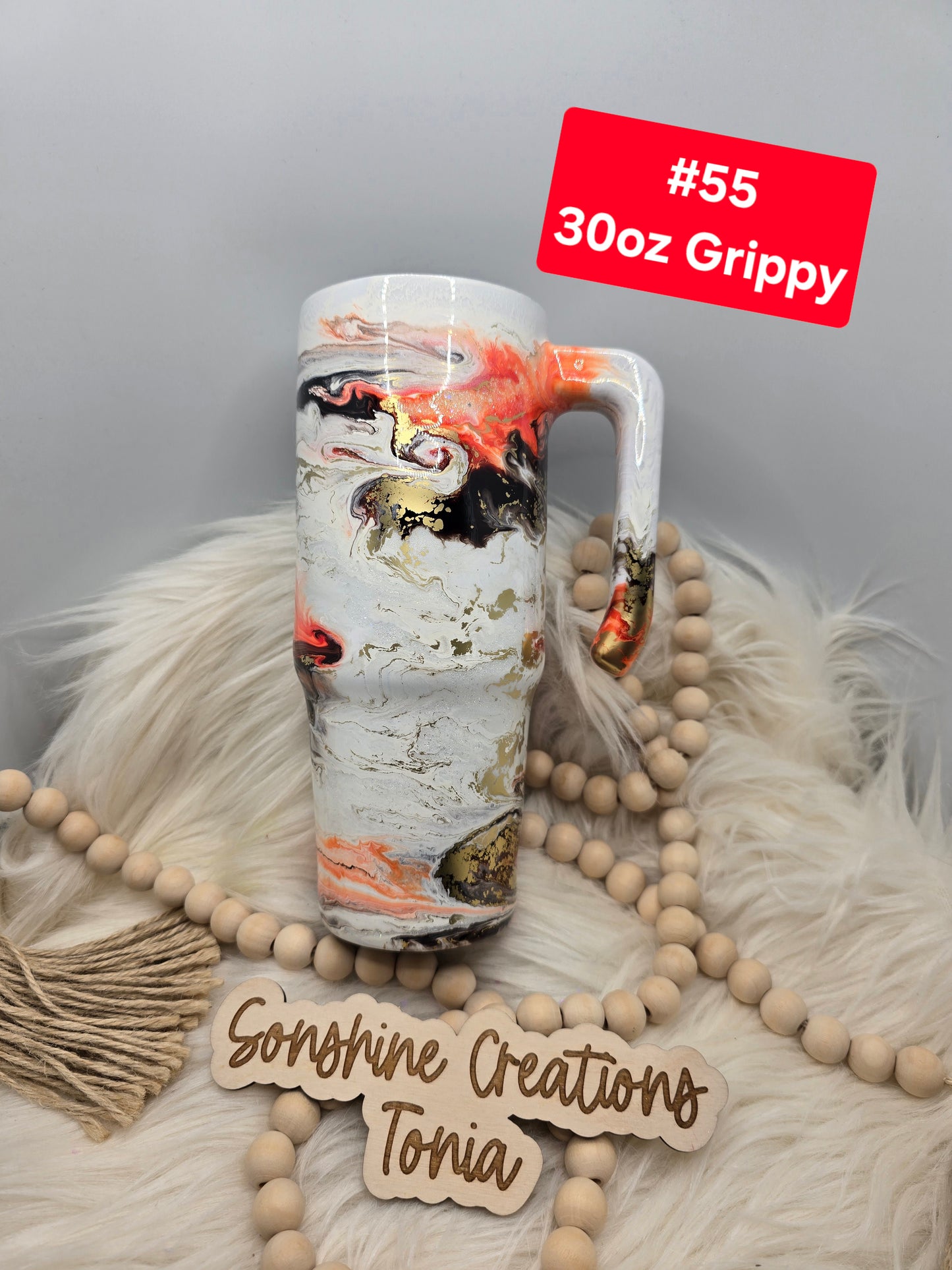 #55 Tonia's Live Creations : 30oz Grippy- Fall truck elegance