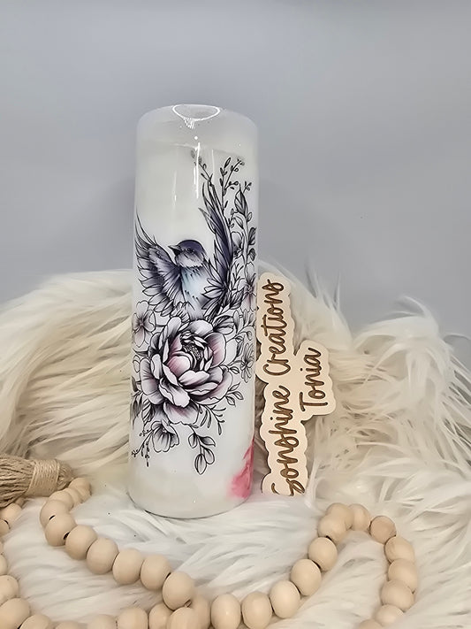 30oz Skinny-Pink elegance bird