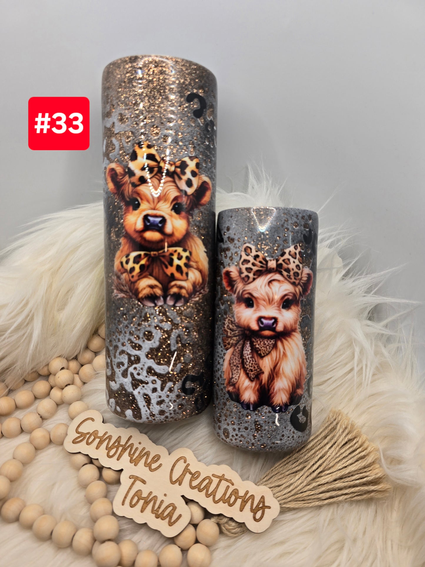 LIVE SALE 5/042025 - #33- 30oz Duo & 15oz Duo: Mommy and Me set leopard cow power wash