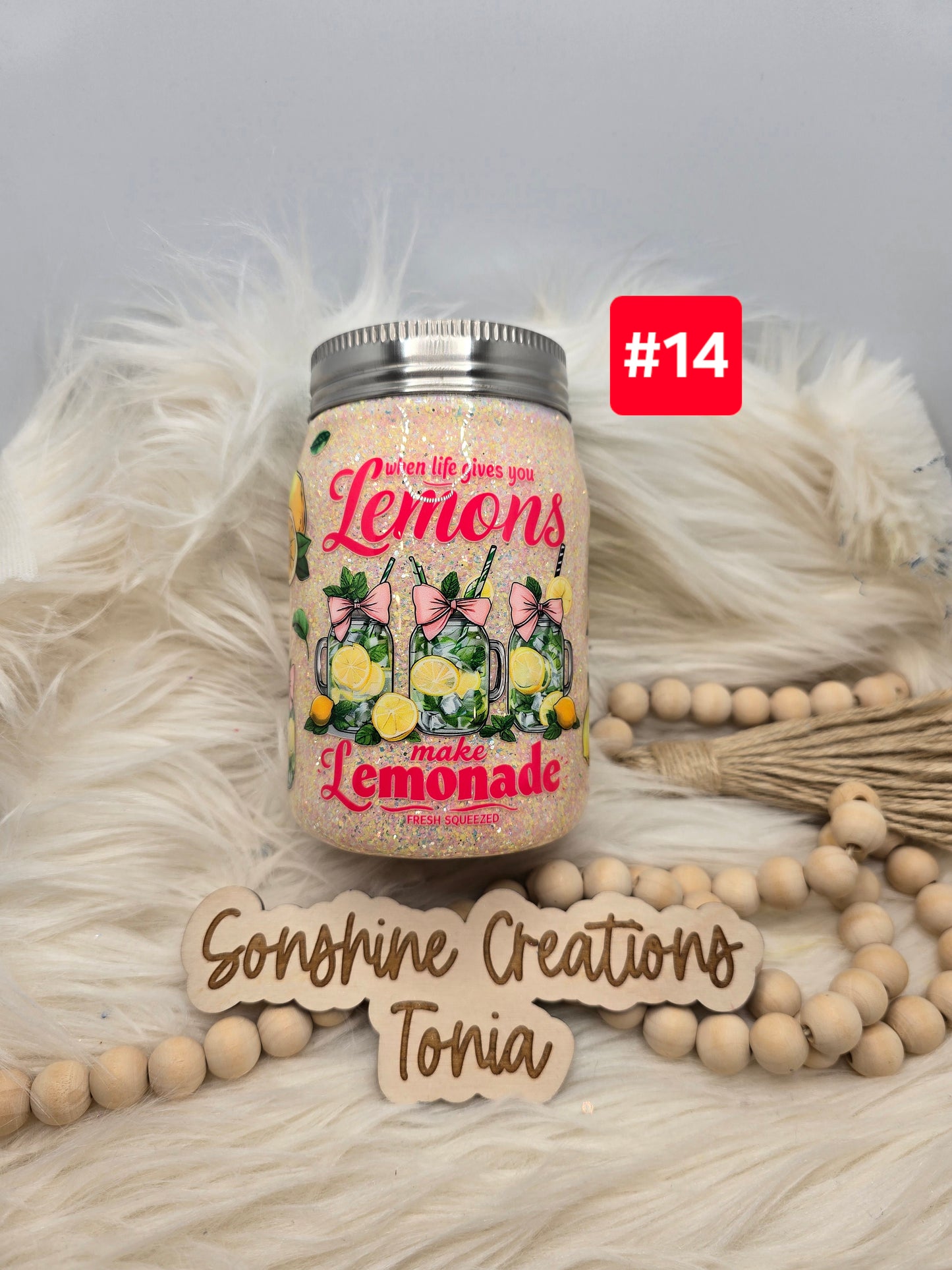 #14 Live Sale 5/03/2026 - 12oz Stainless mason Jar- 'When life gives you Lemons, Make Lemonade"