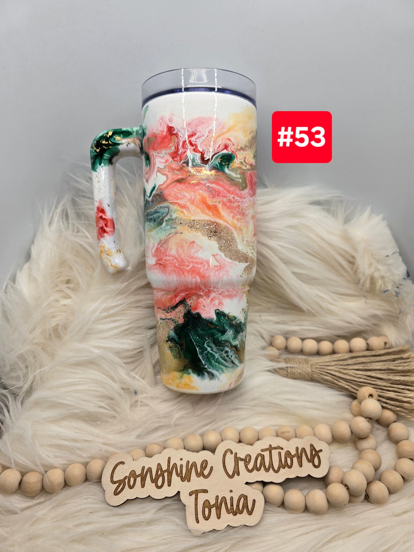 #53 Live Sale 5/03/2026 - 30oz Grippy- Green coral ink swirl
