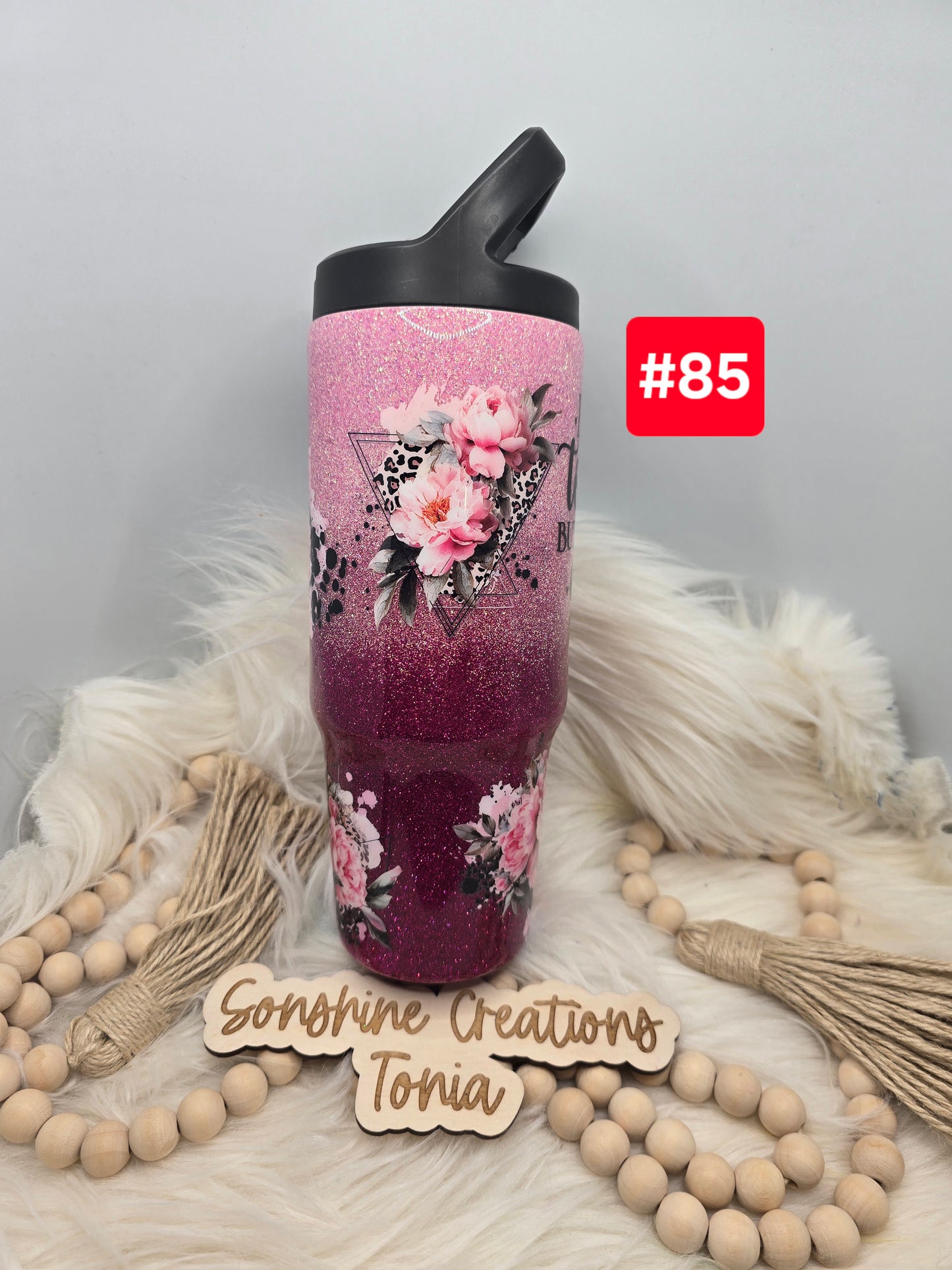 #85 Live Sale 3/15/2026 -30oz Clipmate- Pink ombre- Life is tough flowers