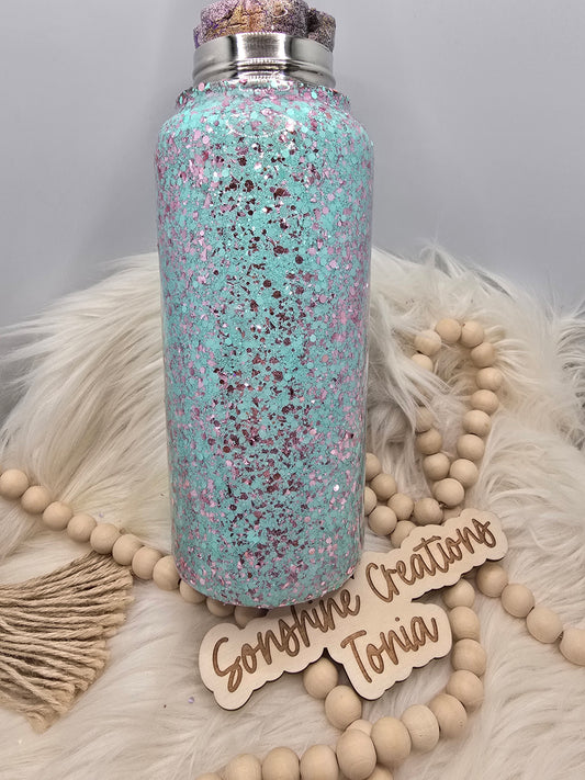 LIVE HYDRO DIP BASE 10/29/2025- 32oz Hydro Sport Duo- Black Bear Glitter: Stickers