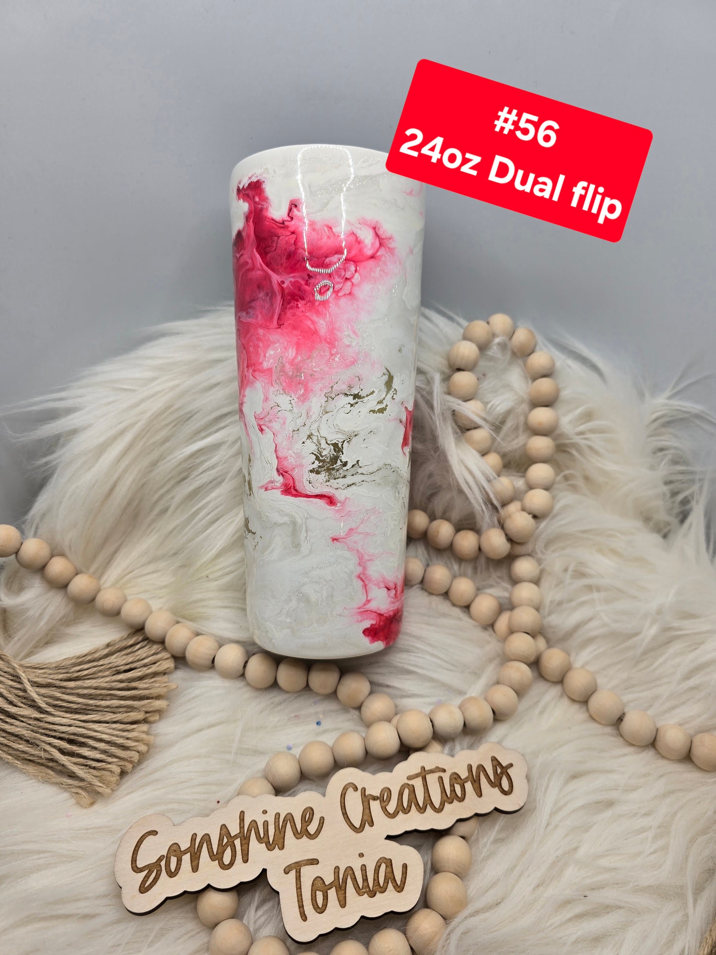 #56 Tonia's Live Creations : 24oz Dual Flip- Red elegance Cardinal