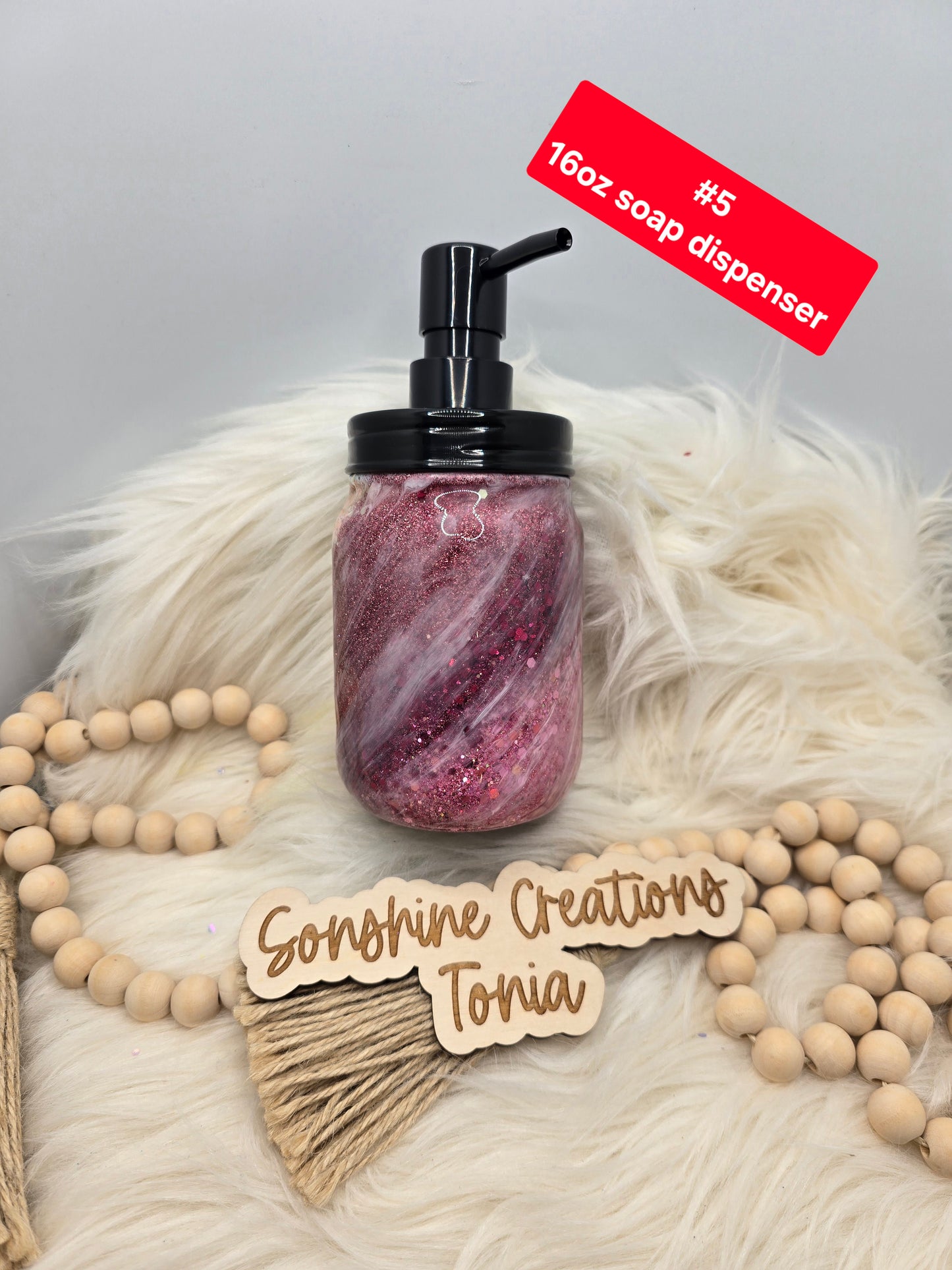 #5 Tonia's Live Creations - 16oz Soap dispenser- Merlot milkyway