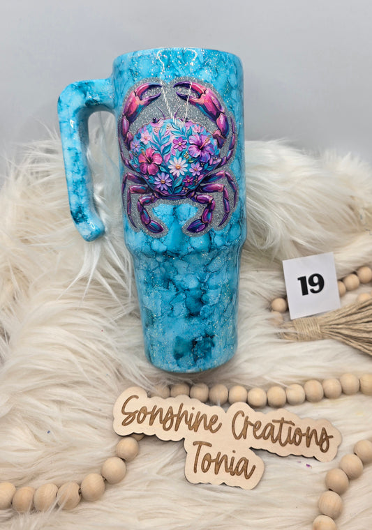 #19 Live Sale 5/31/2026 - 30oz Grippy- Blue sponge ink- Glitter crab