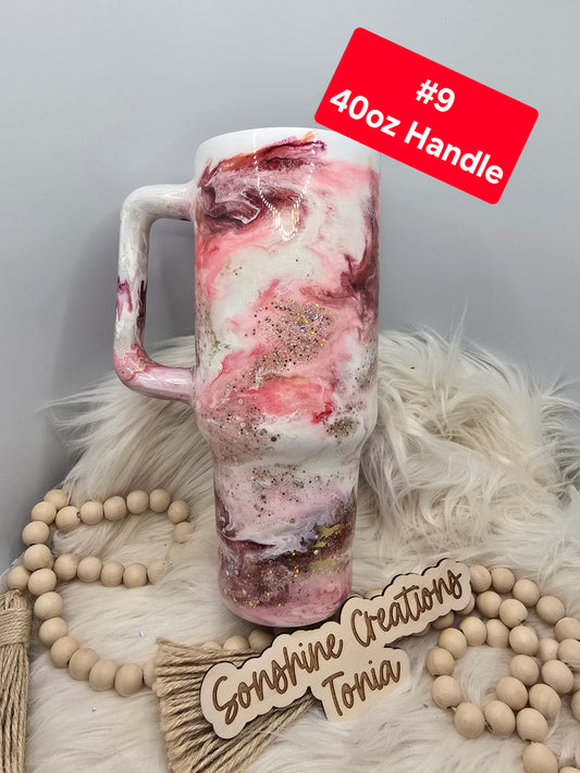 #9 Tonia's Live Creations - 40oz Handle- Strawberry Shortcake zippy elegance ** Decal can be added **