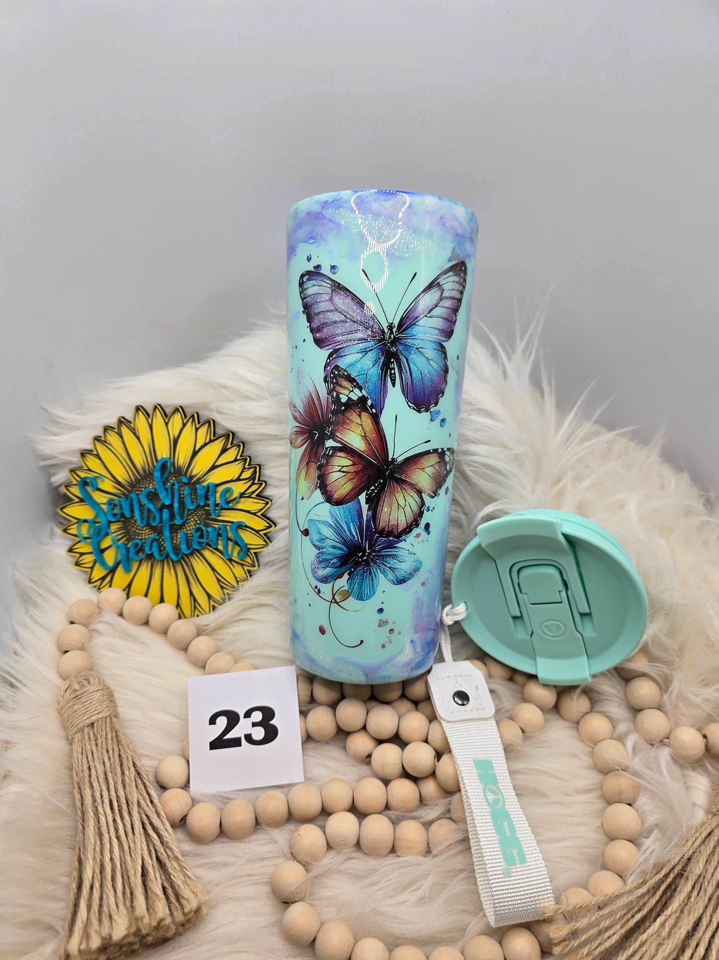 #23 - 24oz Dual Flip- Temp tattoo butterfly ink swirl