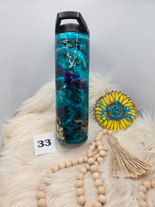 #33 - 30oz Skinny Duo - Teal & Purple Ink Swirl