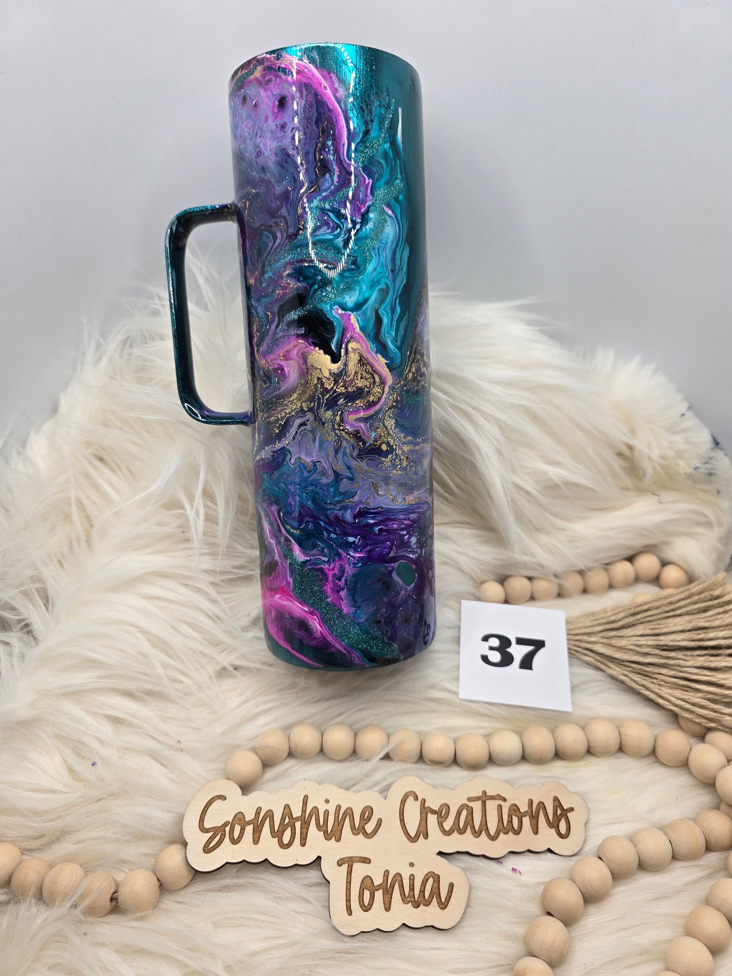 #37 Live Sale 5/31/2026 - 30oz Hoggdle- Teal it to my heart base- Teal, pink, purple black ink swirl