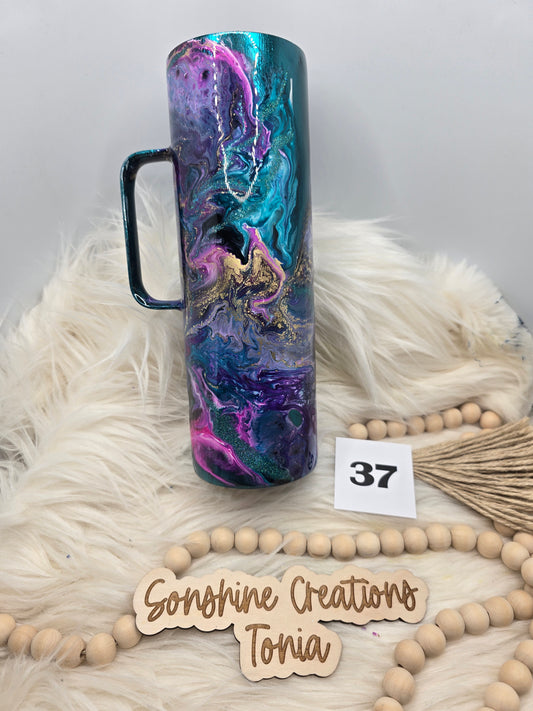 #37 Live Sale 5/31/2026 - 30oz Hoggdle- Teal it to my heart base- Teal, pink, purple black ink swirl