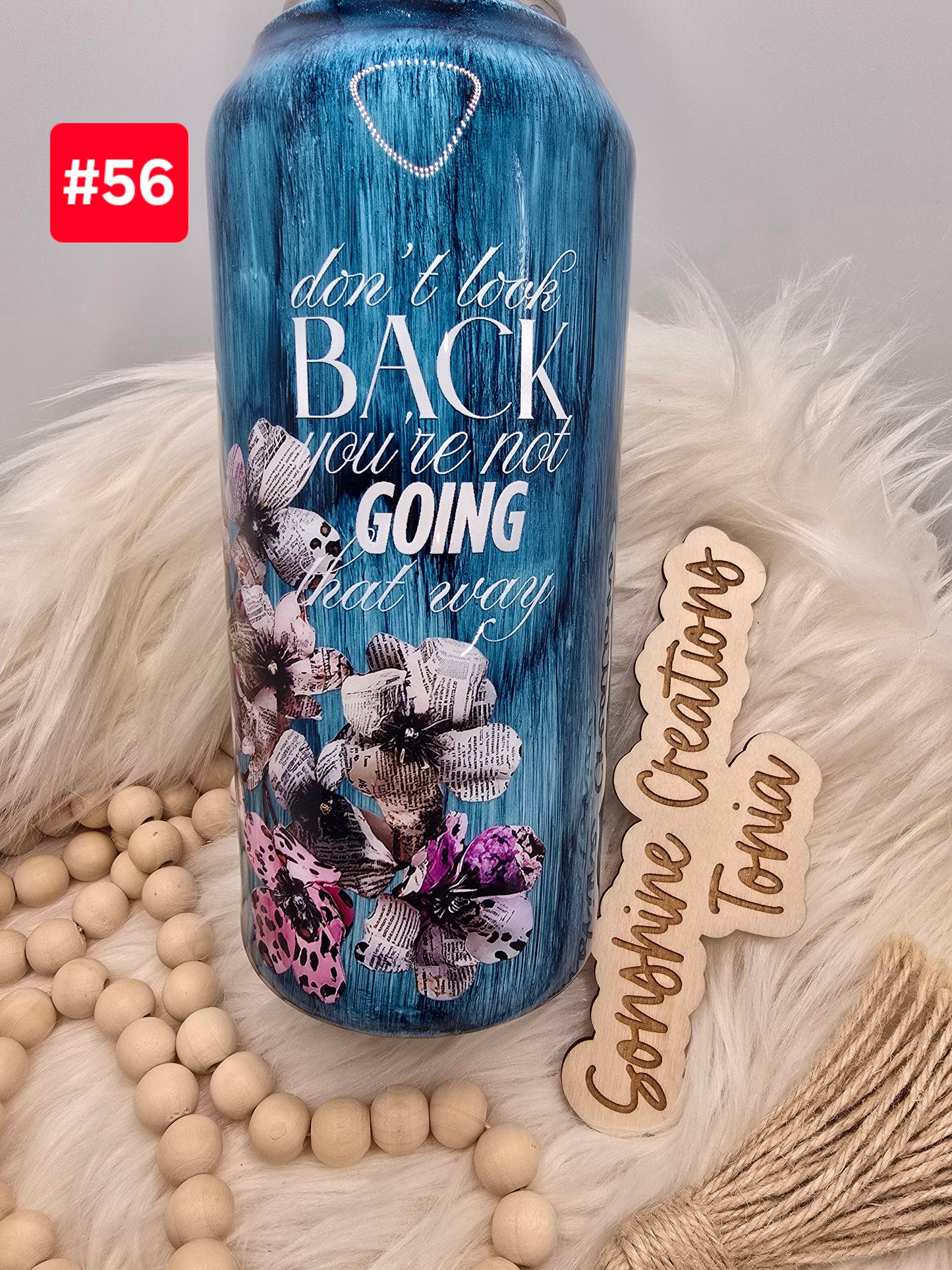 LIVE SALE 5/042025 - #56- 32oz Hydro Sport Duo: Newspaper flowers "Don't look back you're not going that way"