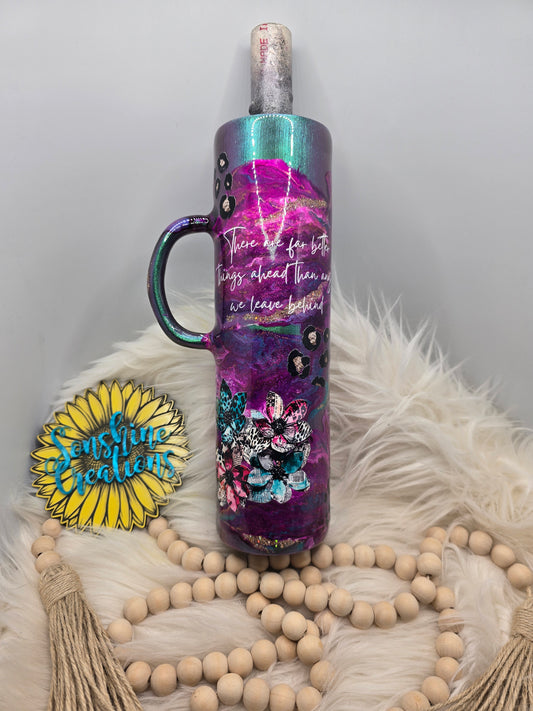 32oz Tipsy plump- Jewel Suspension mica base- newspaper flowers