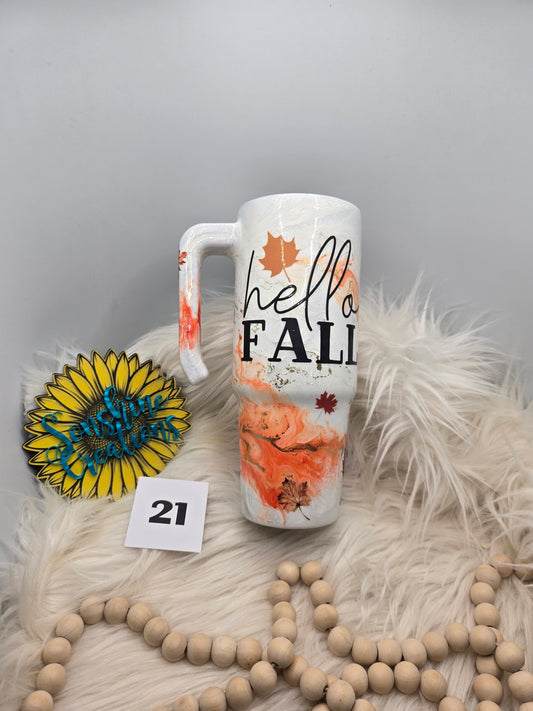 #21 - 30oz Grippy - Orange Elegance with Hello Fall