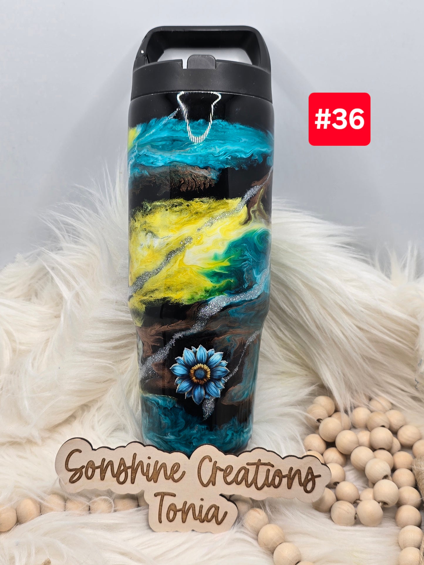 #36 Live Sale 2/01/2026 - 30oz Clipmate- Teal, yellow, copper swirl- Life is such a beautiful mess