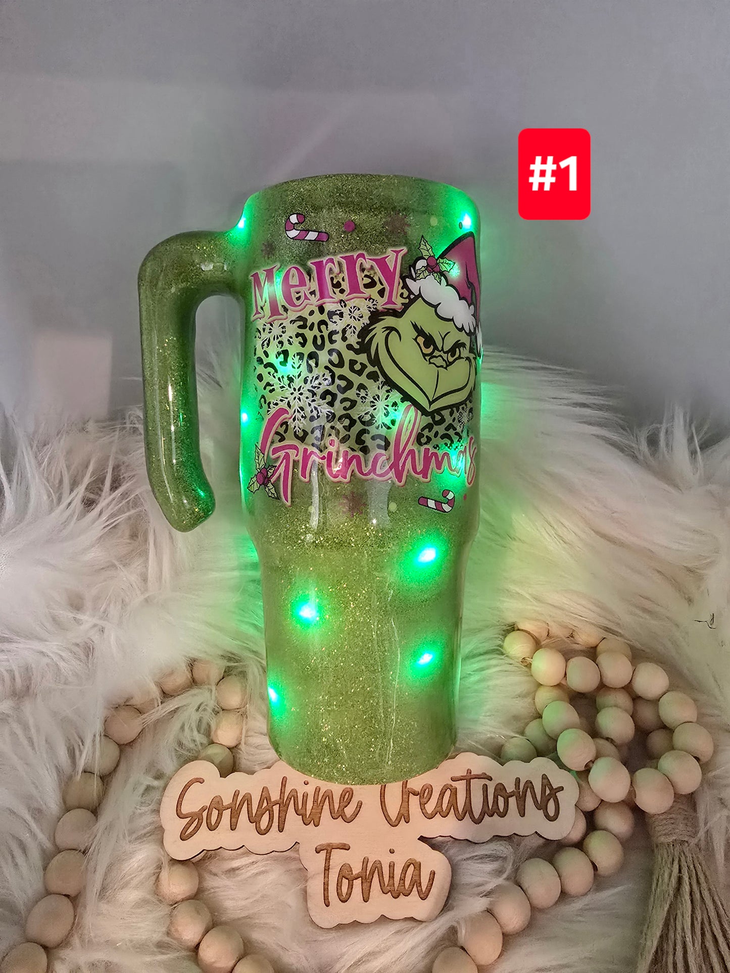 #1--Live Sale 12/07/2025 - 30oz Grippy- Green Man Light up cup