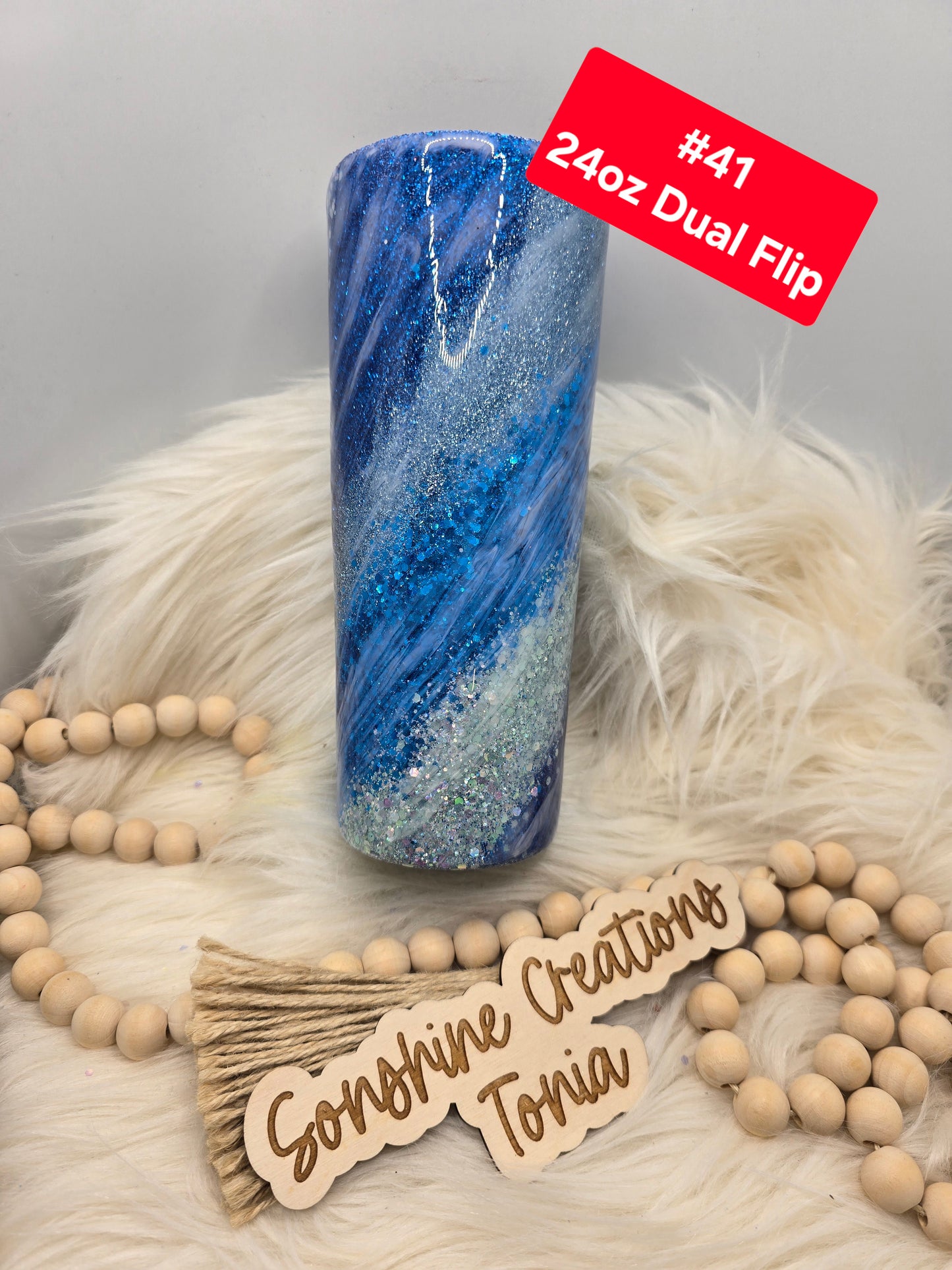 #41 Tonia's Live Creations : 24oz Dual Flip- Blue milkyway **Decal can be added**