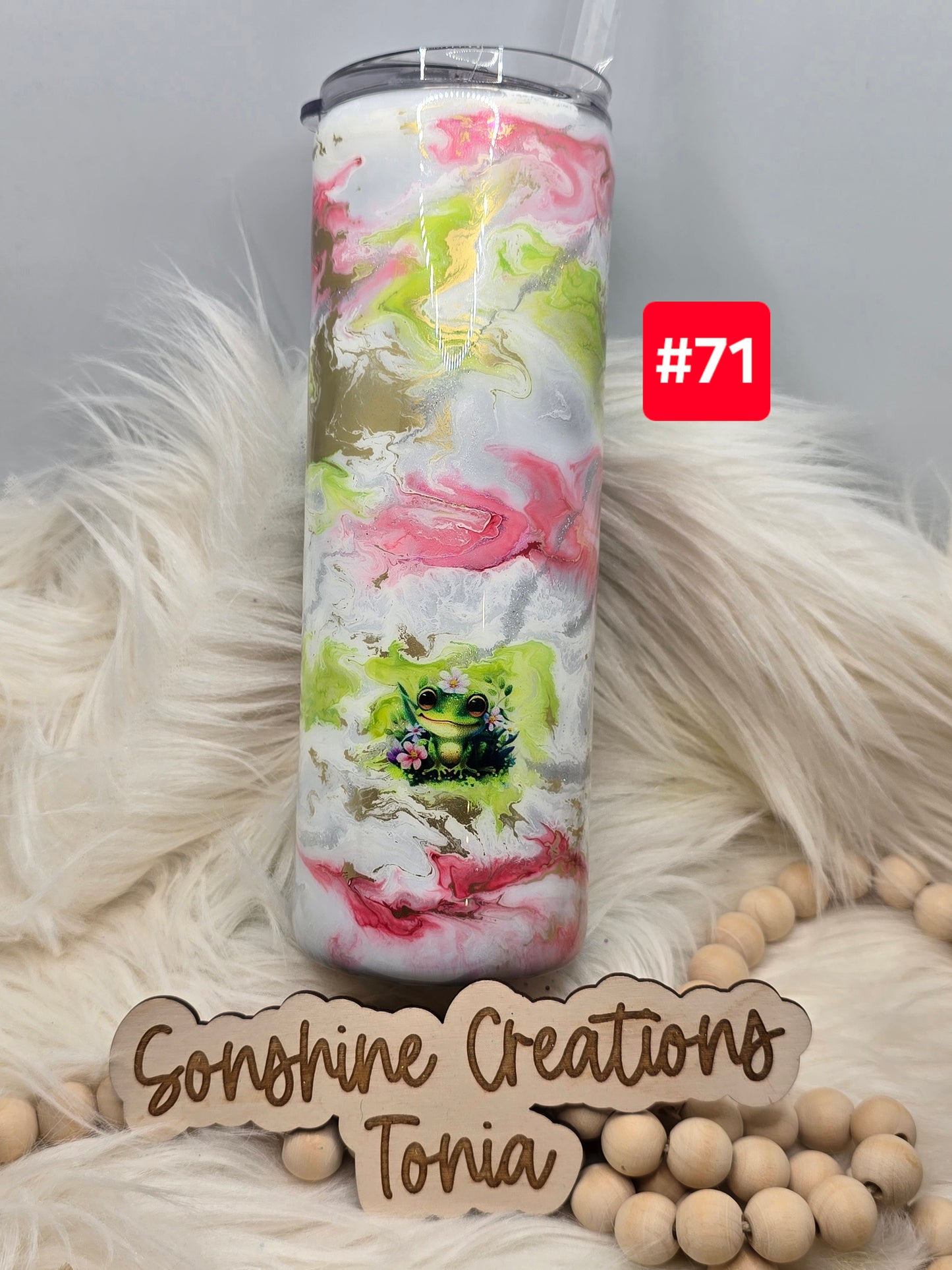 #71 Live Sale 2/01/2026 - 20oz Skinny- Green pink elegance- Frogs