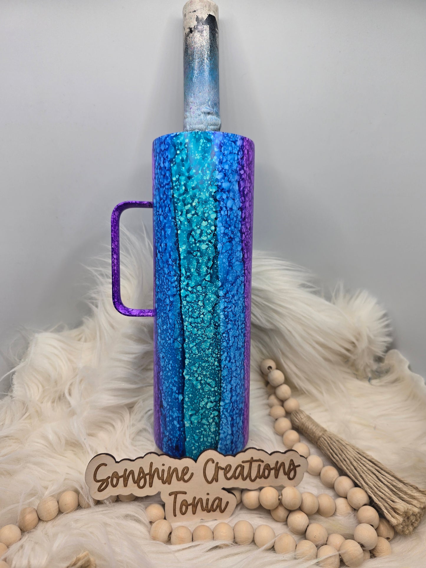 Live Hydrodipping base 2/12/26  10am cst live- 30oz Hoggdle- Teal, Blue, Purple Raindrop