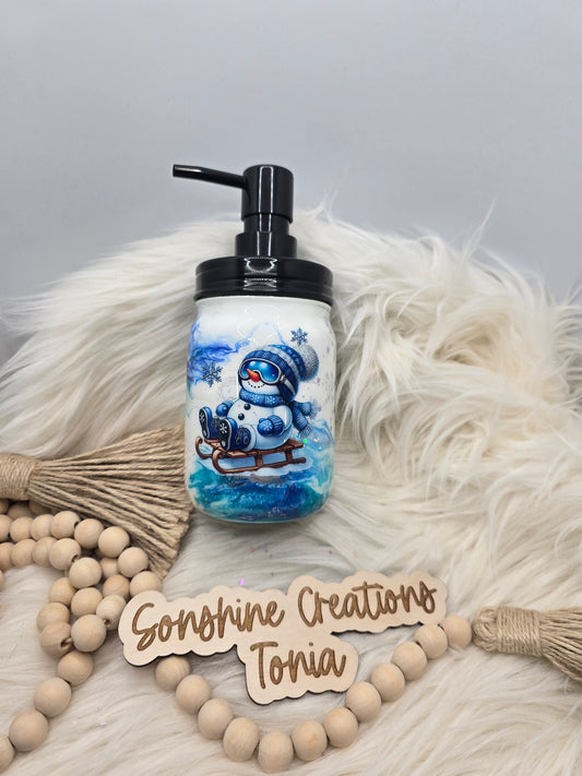 10/03/25 Tonia's Live Creations - 16oz Soap Dispenser- Blue Snowman