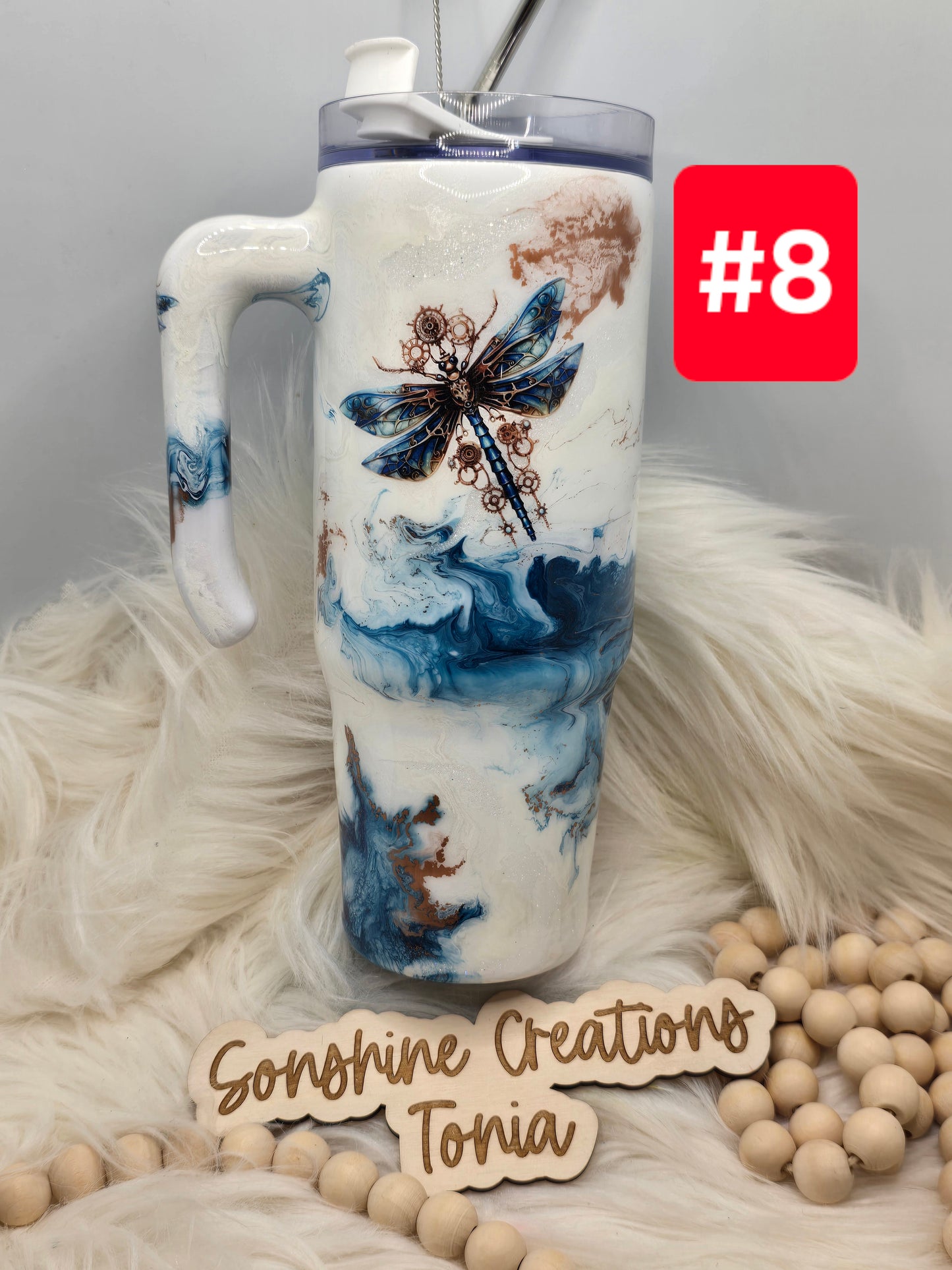 #8 Live Sale 2/01/2026 - 30oz Grippy- Dragonfly- Blue copper elegance