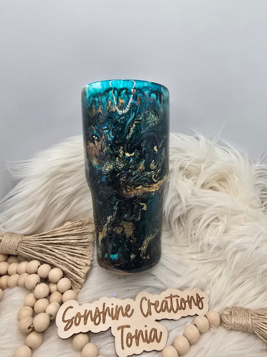 10/03/25 Tonia's Live Creations -30oz Curve- Teal copper dancing 8's (Can add decal)