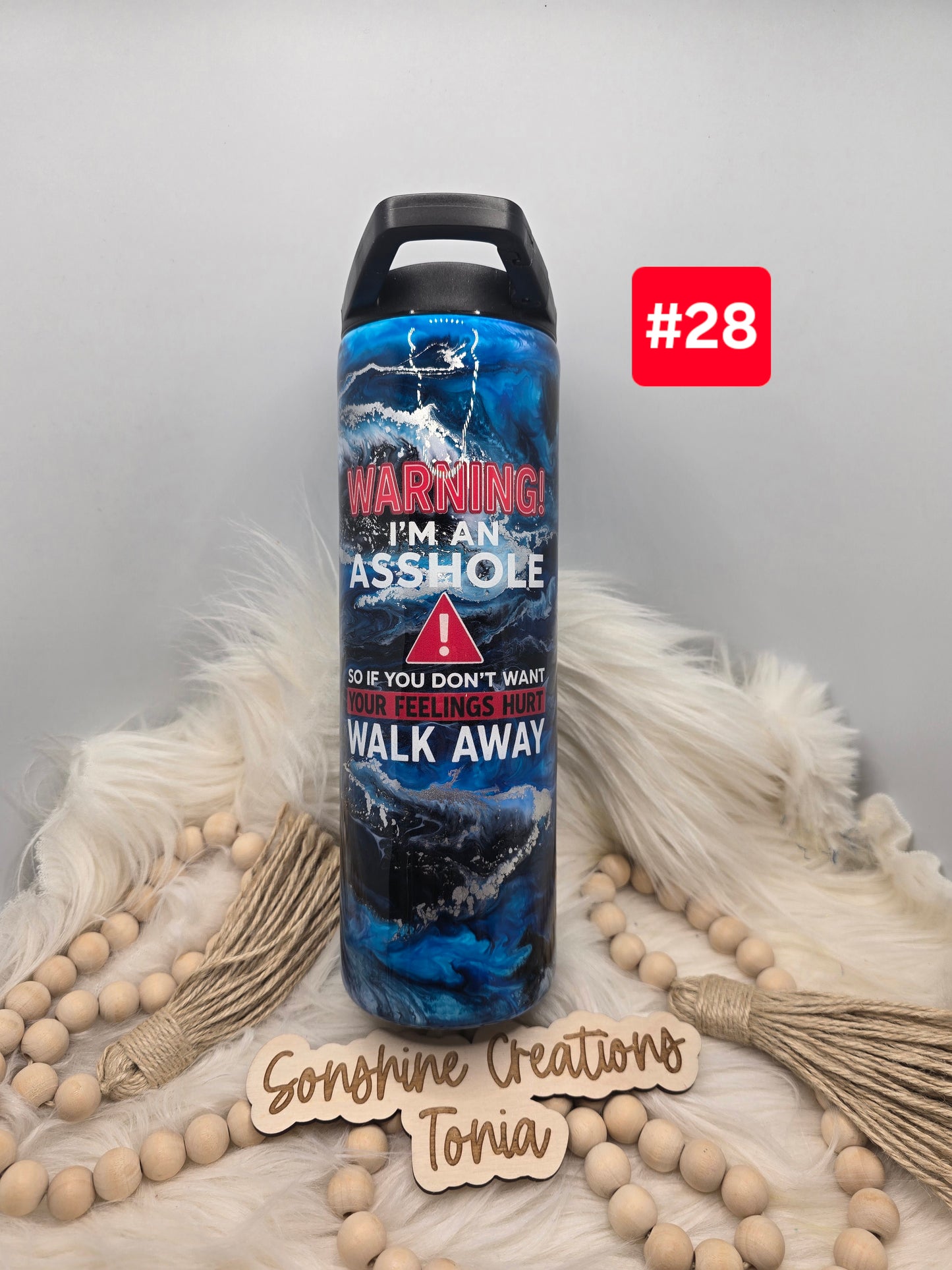 #28 Live Sale 3/15/2026 - 30oz Duo- Blue ink swirl- " Warning I'm an a$$ hole"