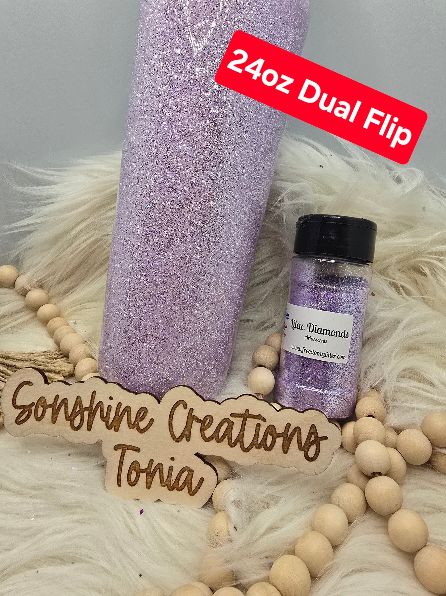 Liv3 Hydrodipping base 11/18/2025 - 24oz Dual Flip- Freedom Glitter: Lilac Diamonds