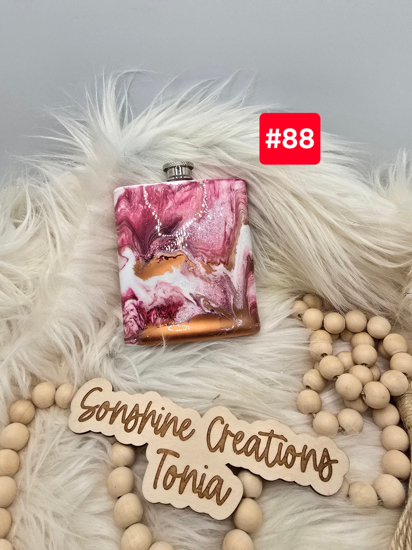 #88-Live Sale 12/07/2025 - Flask- Burgundy copper ink swirl