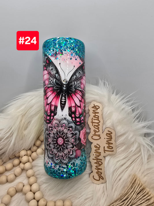 LIVE SALE 5/042025 - #24- 30oz Skinny: Butterfly Mandala